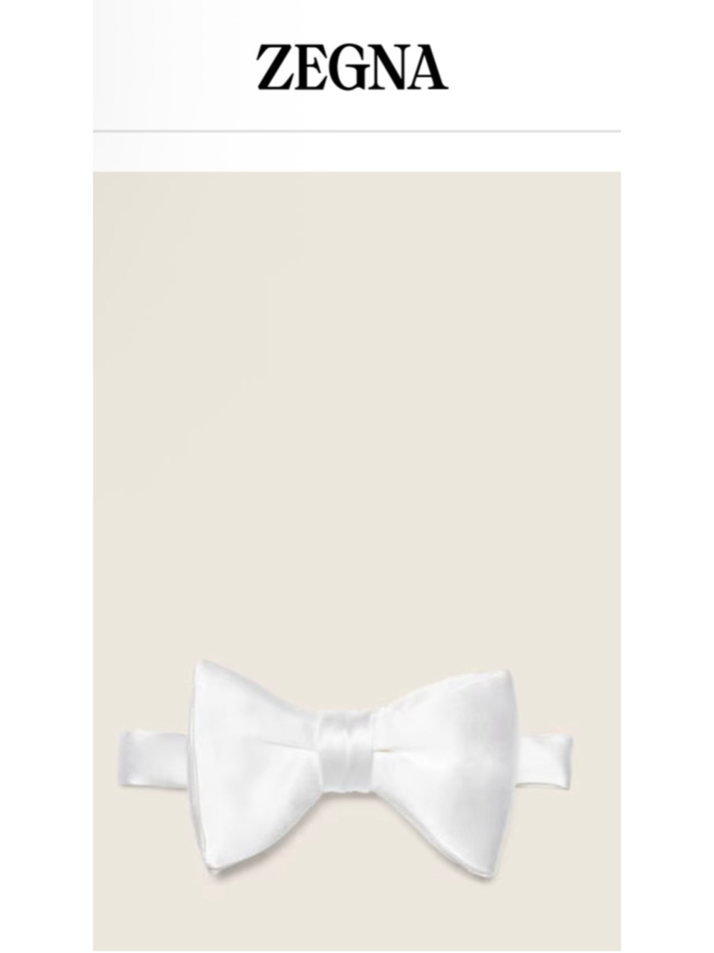 Men's ZEGNA White Silk Pre-Tied Bow Tie One Size New Quiet Luxury